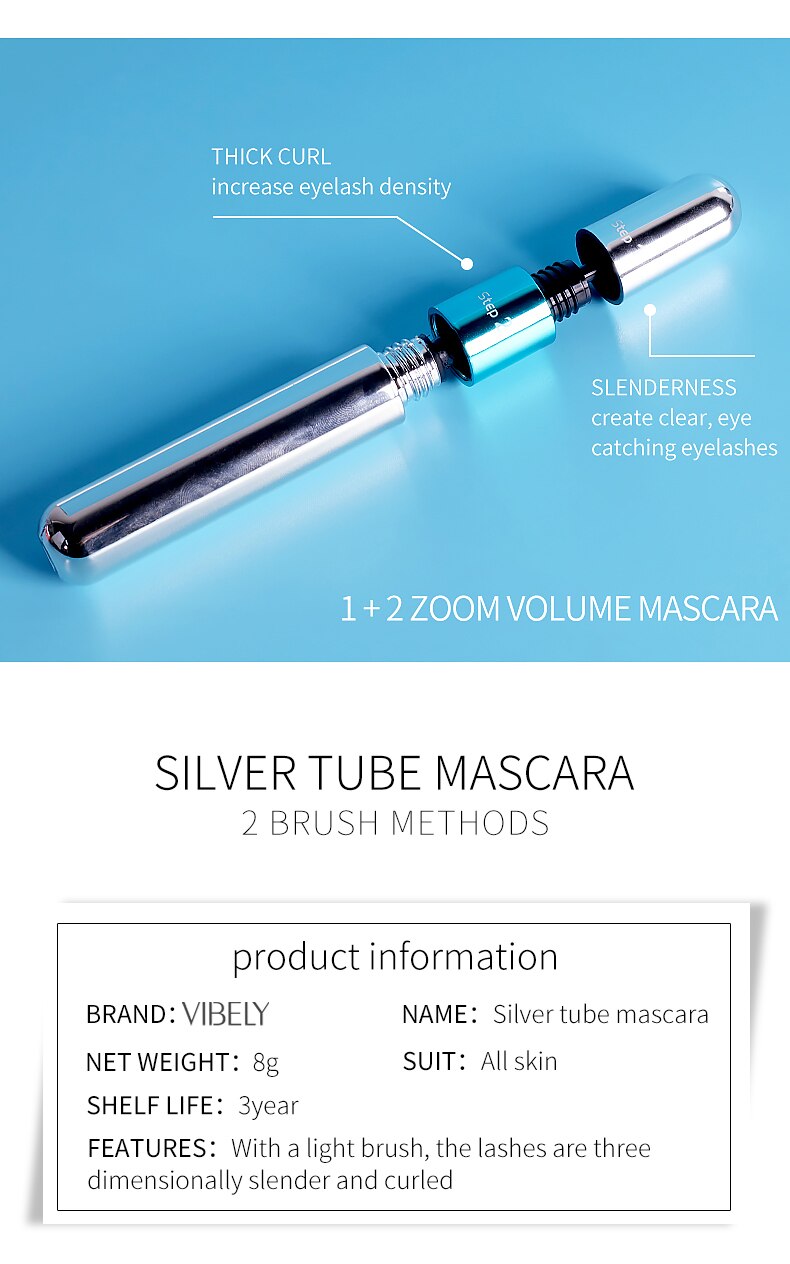 MegaCurl™-Dual-brush 4D Black Silk Fiber Long Curling Lengthening Mascara