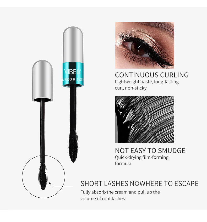 MegaCurl™-Dual-brush 4D Black Silk Fiber Long Curling Lengthening Mascara