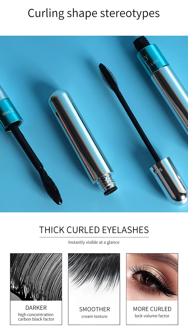 MegaCurl™-Dual-brush 4D Black Silk Fiber Long Curling Lengthening Mascara