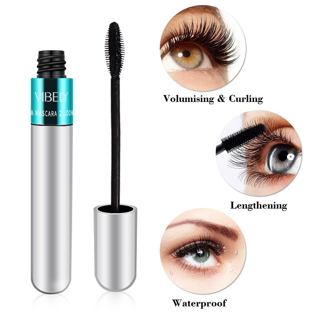 MegaCurl™-Dual-brush 4D Black Silk Fiber Long Curling Lengthening Mascara