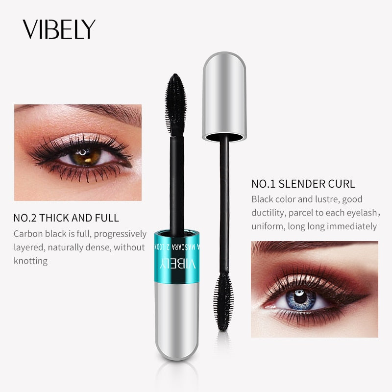 MegaCurl™-Dual-brush 4D Black Silk Fiber Long Curling Lengthening Mascara