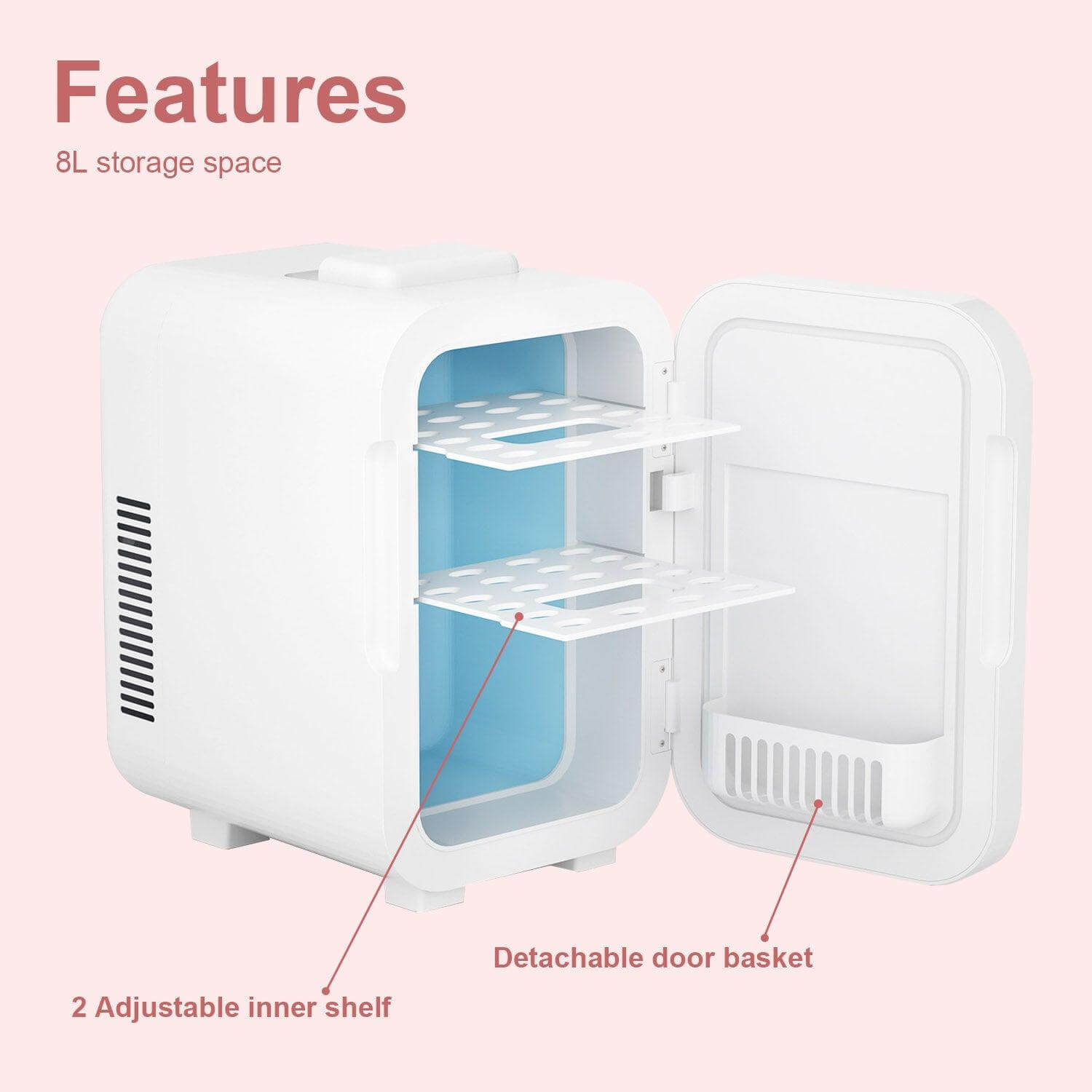 COOSEON® 8L Mini Cosmetic Fridge - White